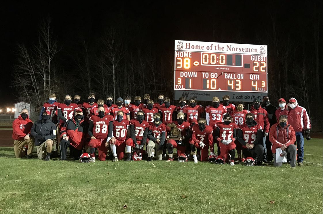 Suttons Bay Senior High School Photo #1 - Suttons Bay Norsemen Varsity Football wins Regional Championship title for second consecutive year (2020).