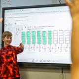 Desert Vista Elementary School Photo #3 - Student leading in class discussion